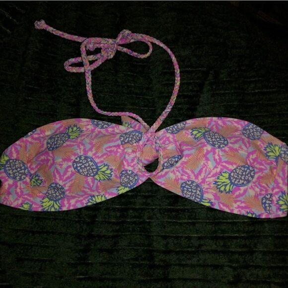 ⬇️⬇️⬇️Aerie Pineapple Bandeau Halter Swim Top - Picture 1 of 2